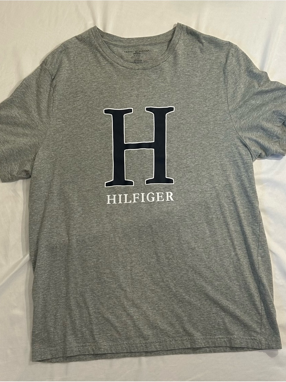 Tommy Hilfiger Gray Tee with Navy H Logo